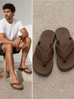 Kenny Chesney No Shoes Reef Sandals Anatomic Contouring Leather Relaxed Beach 10